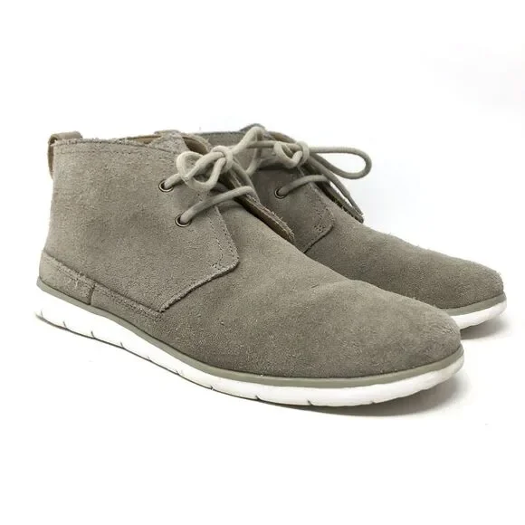 UGG Freamon Waterproof Suede Chukka Boots Mens Size 9 Grey Goat Leather Lining - Picture 2 of 14